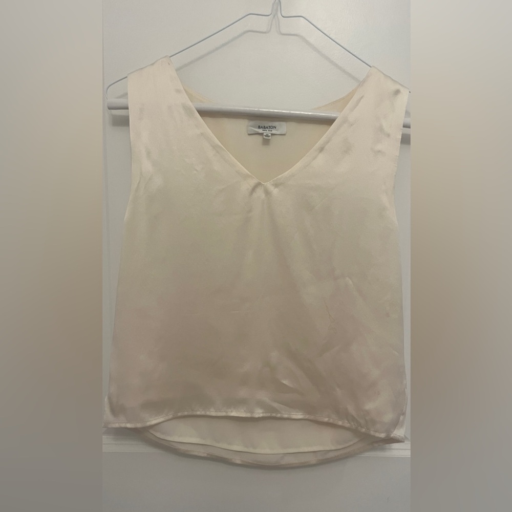 Babaton Light Cream V-Neck Blouse